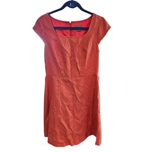Ann Taylor Womens Dress Geometric Cap‎ Sleeve Square Neck Coral Size 8P